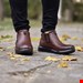 کفش نیم بوت مردانه پسرانه  بغل زیپ طرح جدید رنگ قهوه ای شیک و جذاب کد 2117
