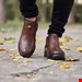 کفش نیم بوت مردانه پسرانه  بغل زیپ طرح جدید رنگ قهوه ای شیک و جذاب کد 2117