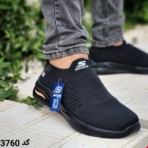 کفش کتونی اسپرت مدل اسکیچرز مردانه و پسرانه رنگ مشکی کد3760