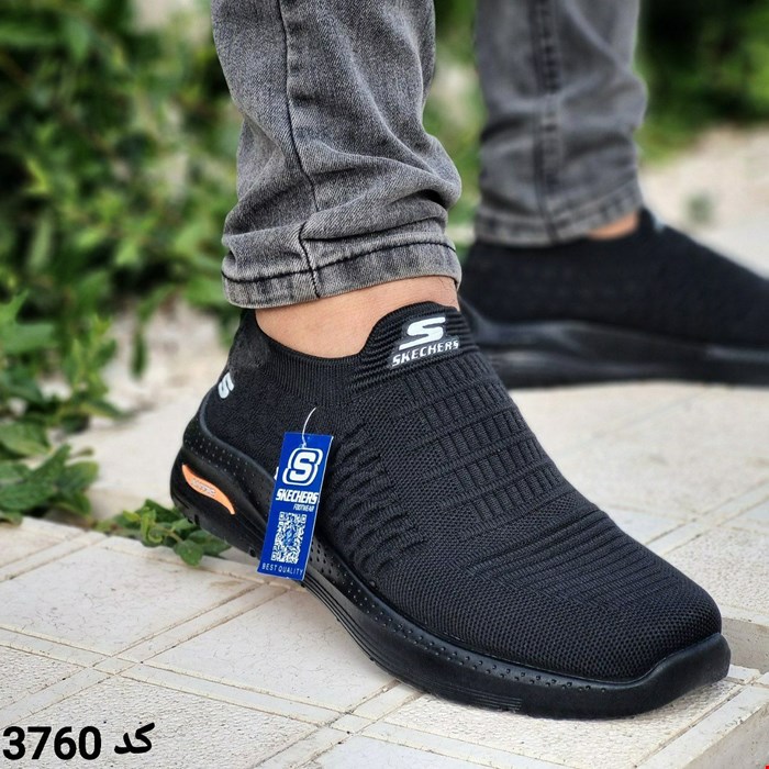 کفش کتونی اسپرت مدل اسکیچرز مردانه و پسرانه رنگ مشکی کد3760