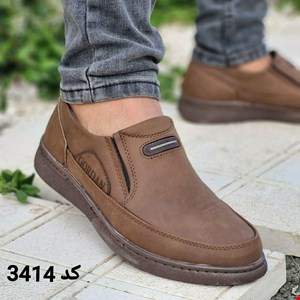 کفش مجلسی مردان زیره طبی دور دوخت شده رنگ قهوه‌ای کد3414