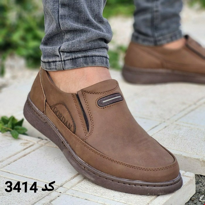 کفش مجلسی مردان زیره طبی دور دوخت شده رنگ قهوه‌ای کد3414