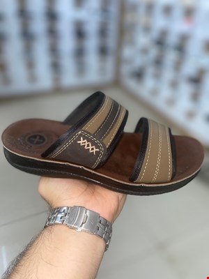 صندل طبی مردانه پسرانه دوبند قهوه ای روشن مشکی